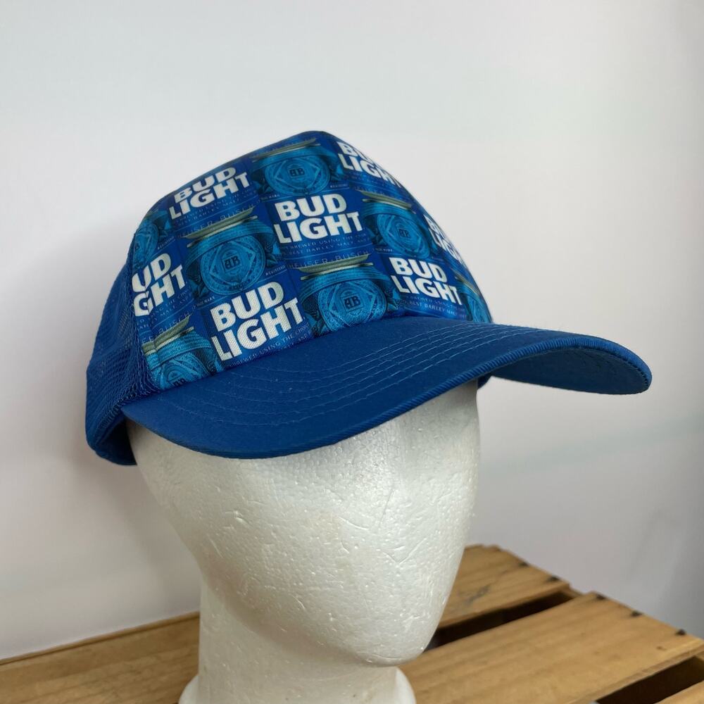 Bud Light blue trucker mesh cap snap back one size fits most